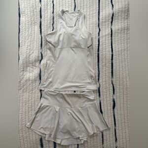 Lucky in Love Tech Performance White Tennis top and skirt set